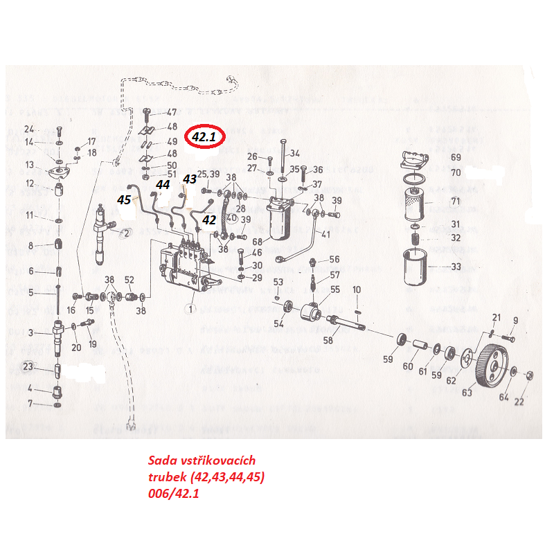 Sada vstřikovacích trubek 2200/037 Fortschritt ZT 300, ZT 303, ZT 304