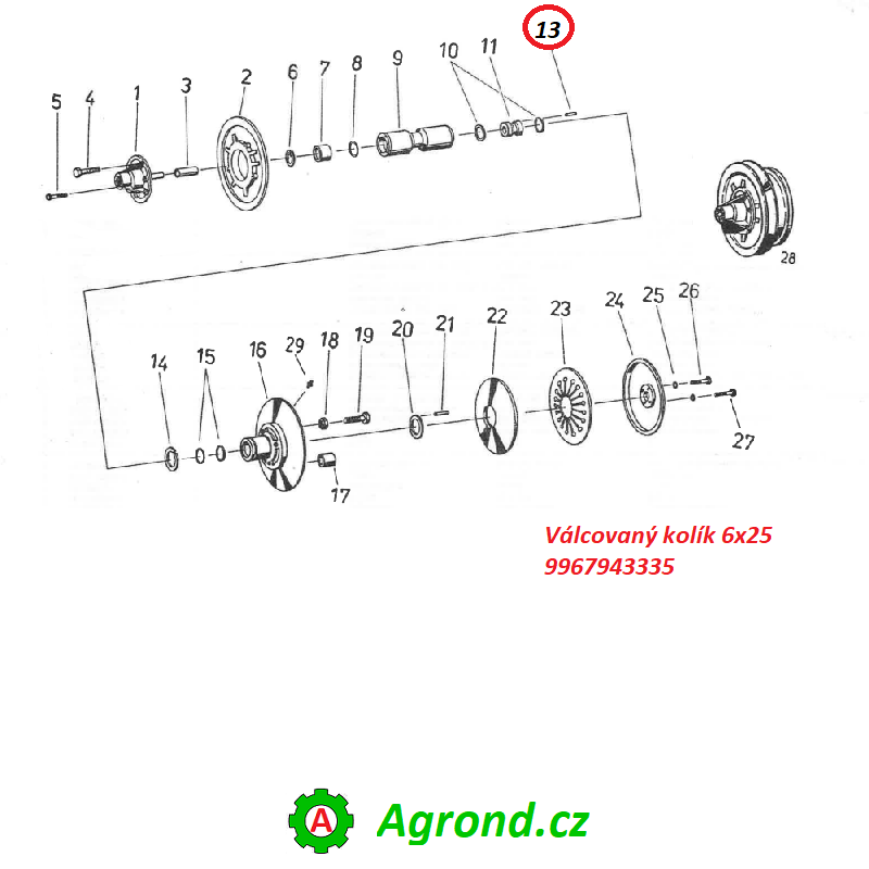 Válcovaný kolík 6x25 083/13 9967943335 Fortschritt MDW 525