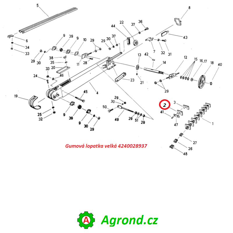 Gumová lopatka velká 4240028937 040/02 Fortschritt E 517