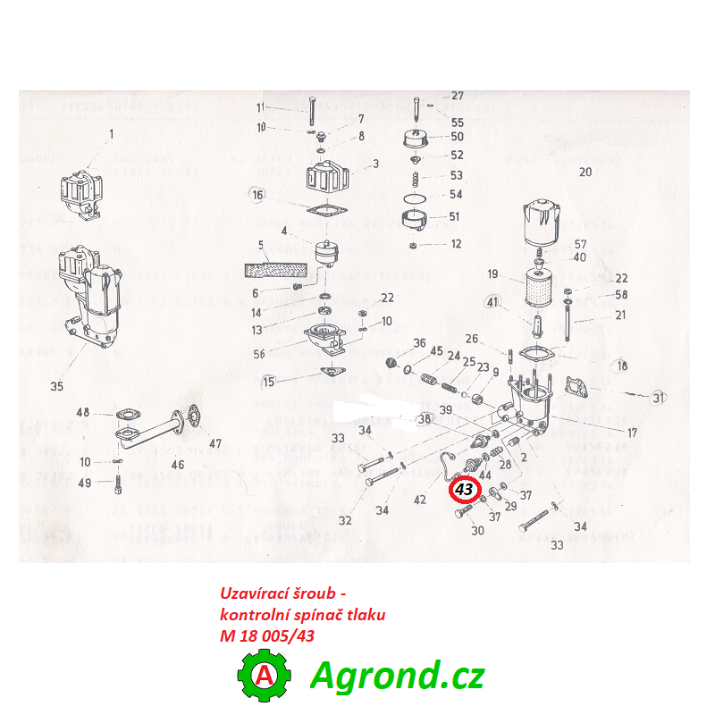 Uzavírací šroub - kontrolní spínač tlaku oleje M 18 005/43 1631192007 Motor IFA
