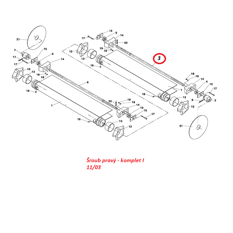 Šroub pravý - komplet I 11/03 94300231 RA-140