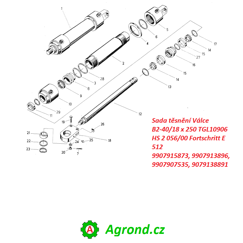 Sada těsnění Válce B2-40/18 x 250 TGL10906 HS 2 056/00 9907913881 Fortschritt E 512