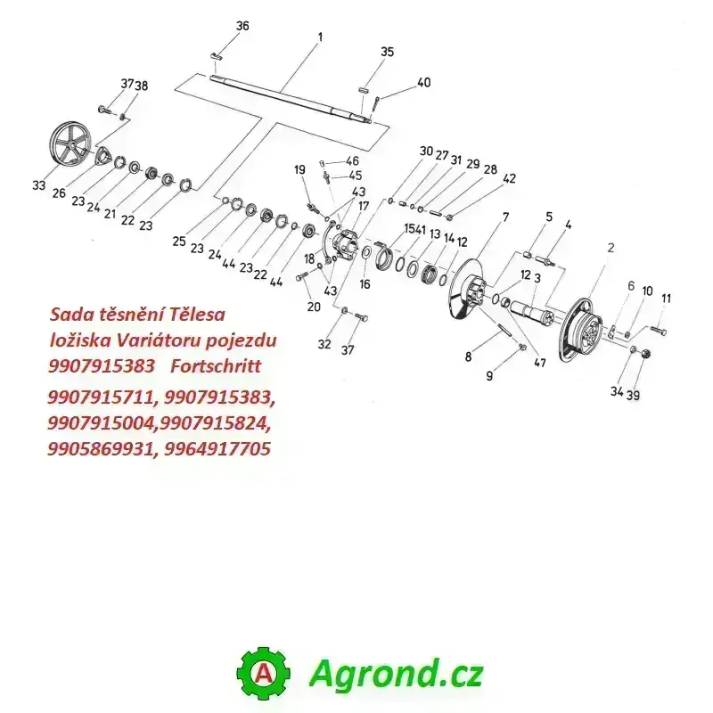 Sada těsnění Tělesa ložiska Variátoru pojezdu HS 27 061/00 9907915383 Fortschritt E 514