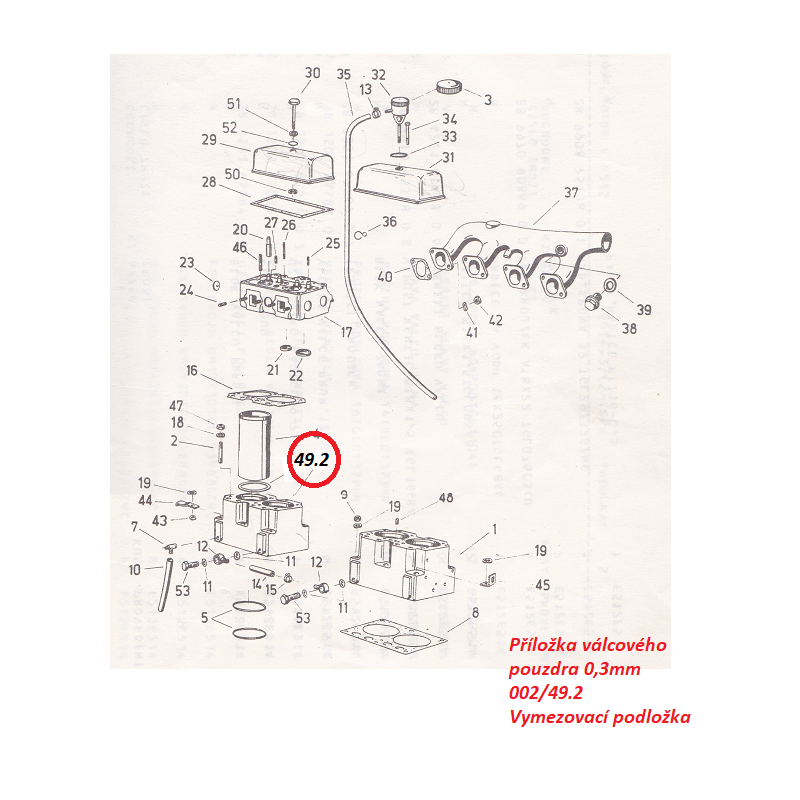 Příložka válcového pouzdra 0,3 mm 002/49.2