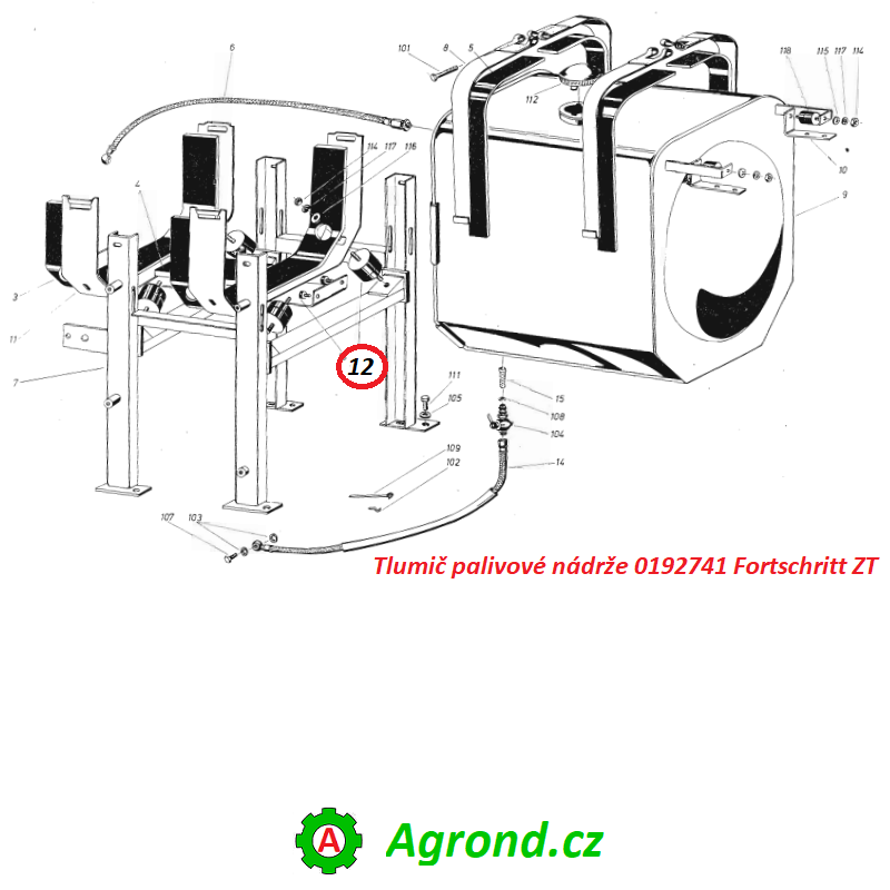 Tlumič palivové nádrže 6101/12 0192741 Fortschritt ZT 300, ZT 303, ZT 304