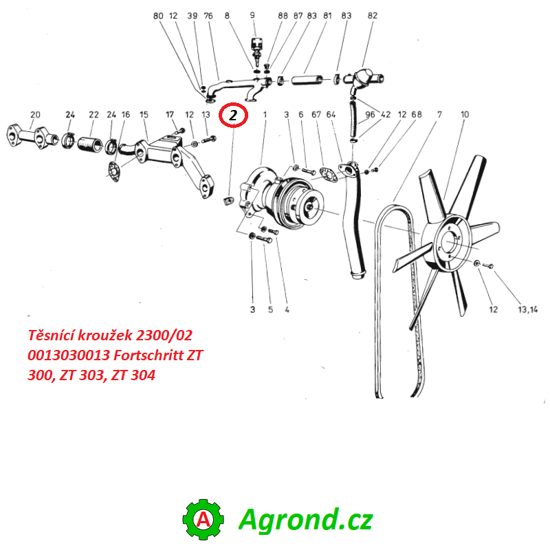 Těsnící kroužek 2300/02 0013030013 Fortschritt ZT 300, ZT 303, ZT 304
