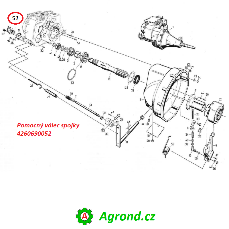 Pomocný válec spojky 141/51 4260690052 Fortschritt E 524