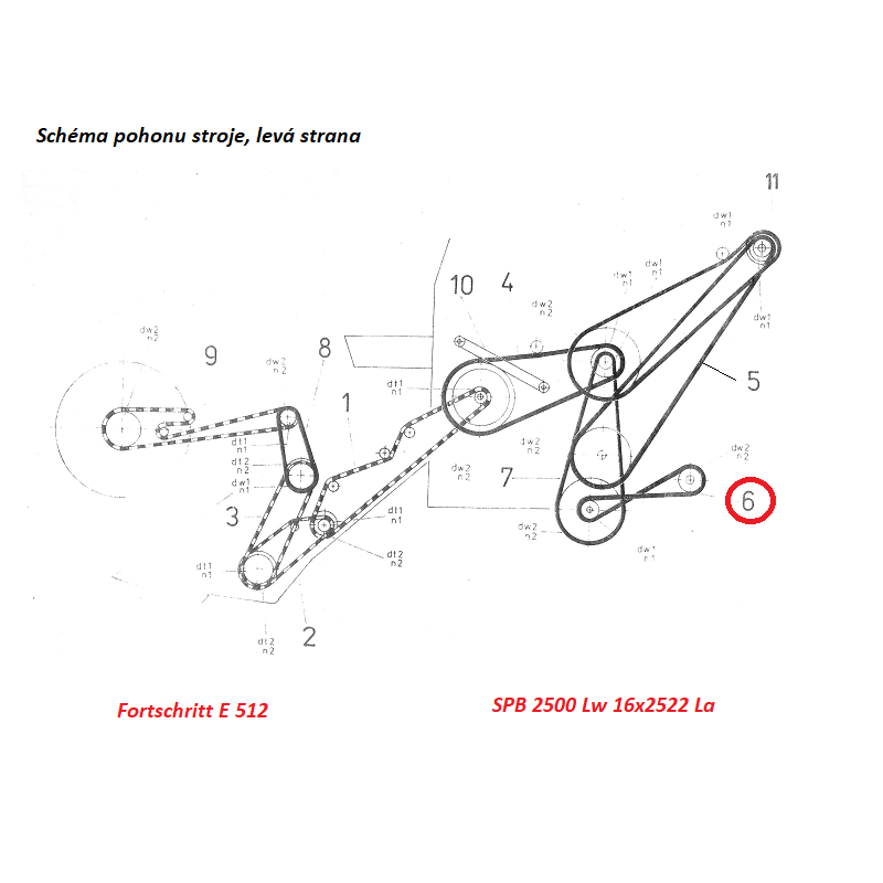 SPB 2500 Lw 16x2522 La Úzký obalovaný řemen Rubena 16/30 9911861508 Fortschritt E 512