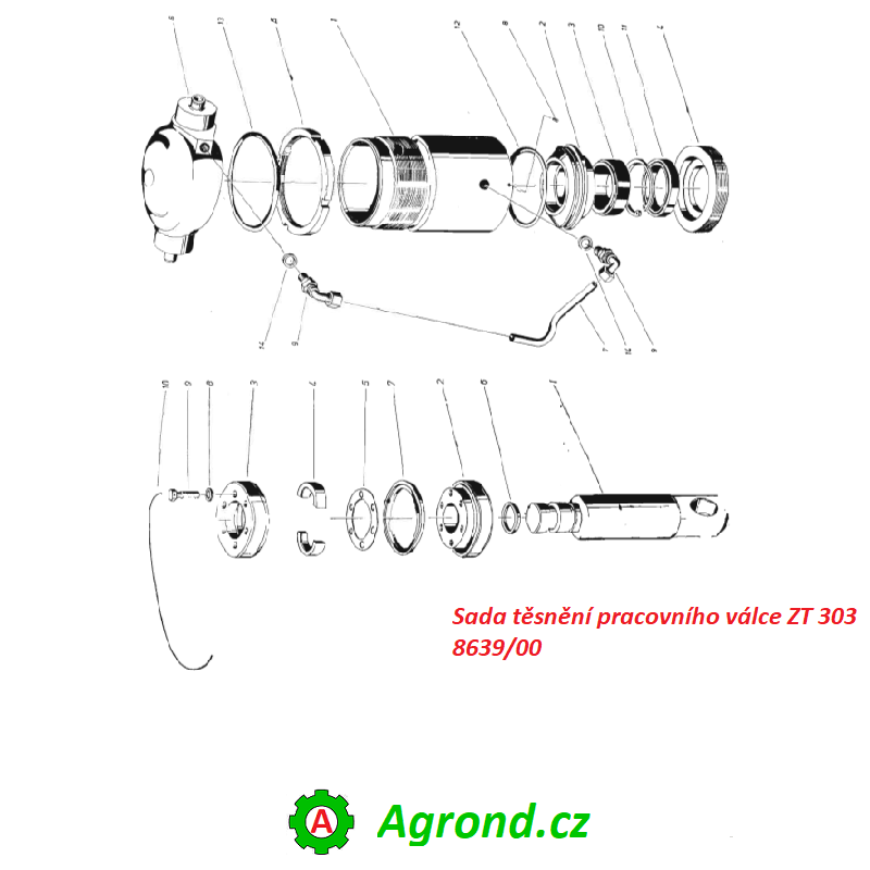 Sada těsnění pracovního válce 8639/00 Fortschritt ZT 300, ZT 303