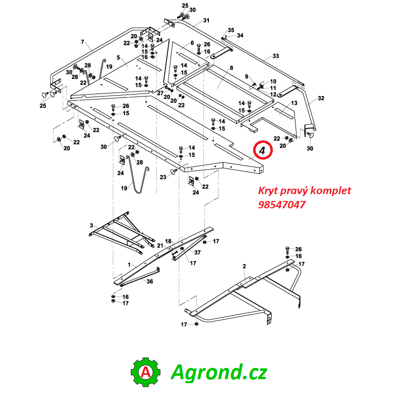 Kryt pravý komplet 08/04 98547047 ŽTR-166