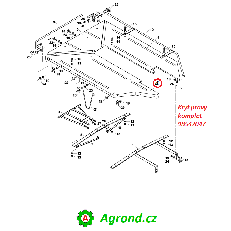 Kryt pravý komplet 13/04 98547047 ŽTR-165 1-1995