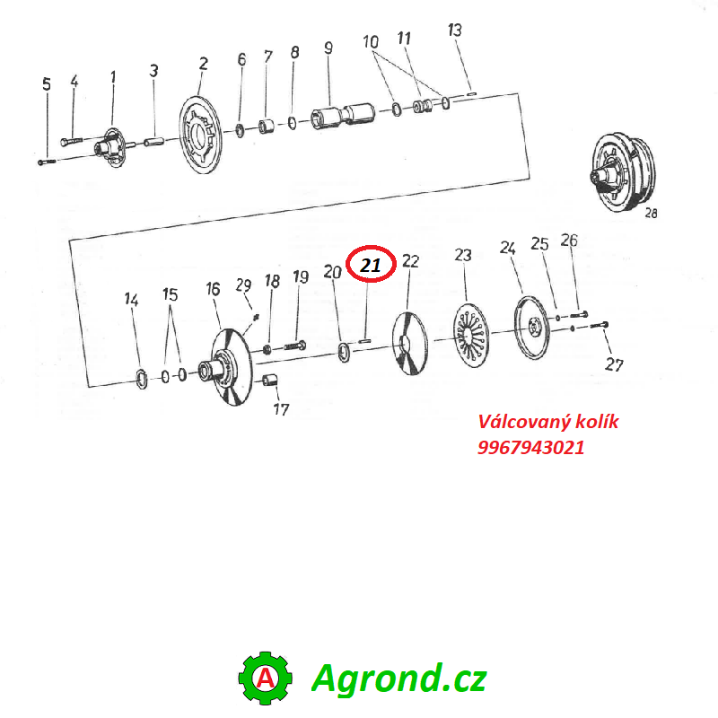 Válcovaný kolík 4x12 073/21 9967943021 Fortschritt E 524