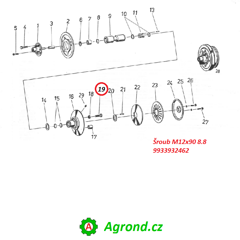 Šroub M12x90 8.8 073/19 9933932462 Fortschritt E 524