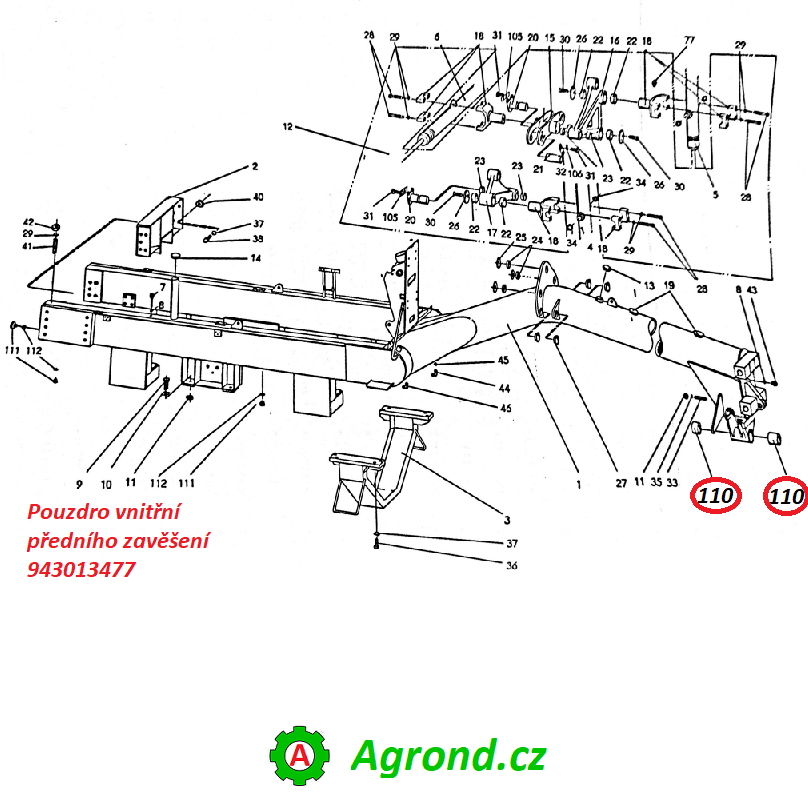 Pouzdro vnitřní předního zavěšení 82x70x50 943013477 Baukema Grejdr SHM4-120