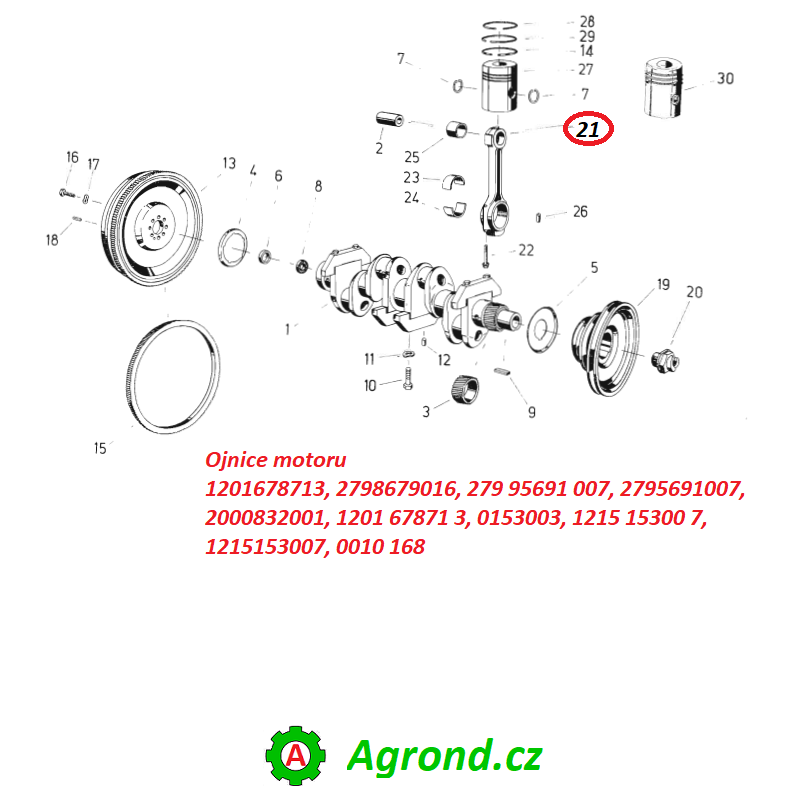 Ojnice motoru 1300/20 1201678713 Fortschritt ZT 300, ZT 303, ZT 304