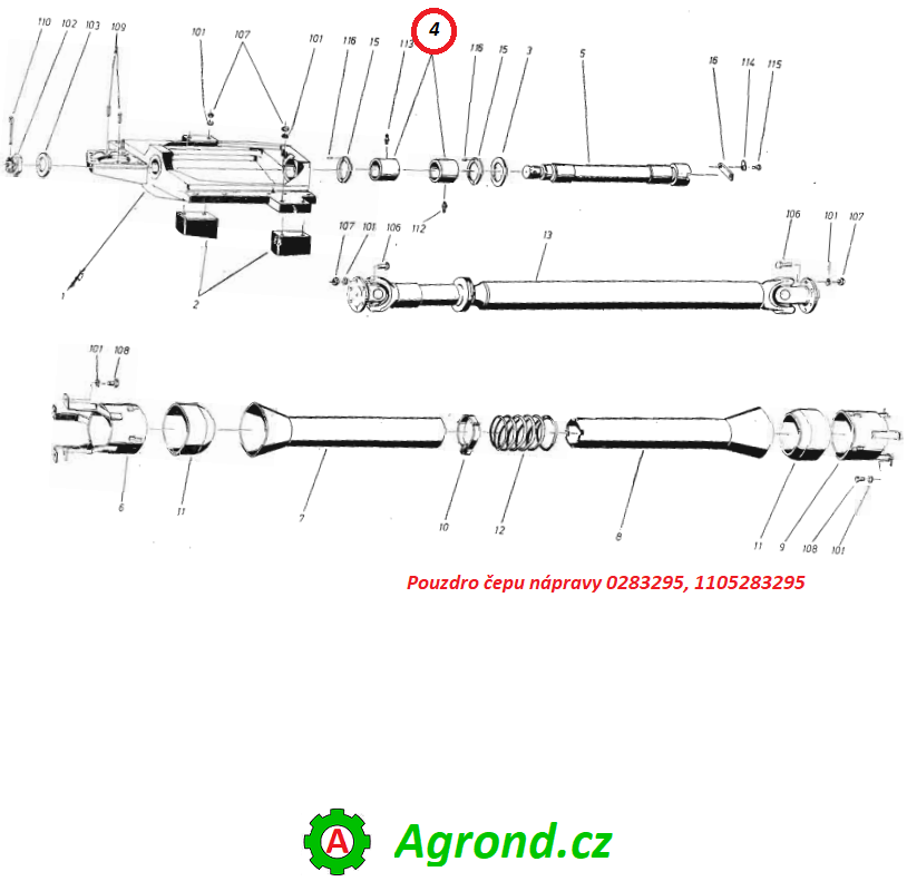 Pouzdro čepu nápravy 5114/04 0283295 Fortschritt ZT 303