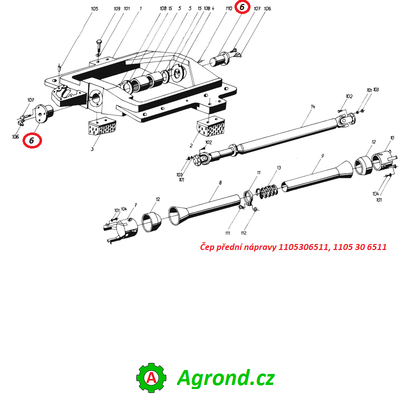 Čep přední nápravy 5114/06 1105306511 Fortschritt ZT 320, Fotrtschritt ZT 323