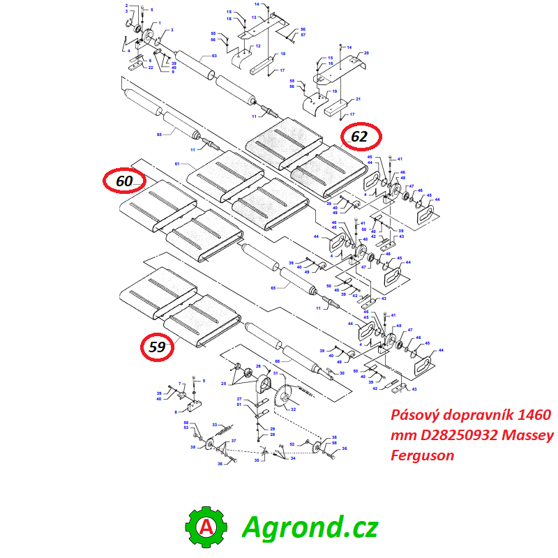 Pásový dopravník 1460 mm D28250932 Massey Ferguson