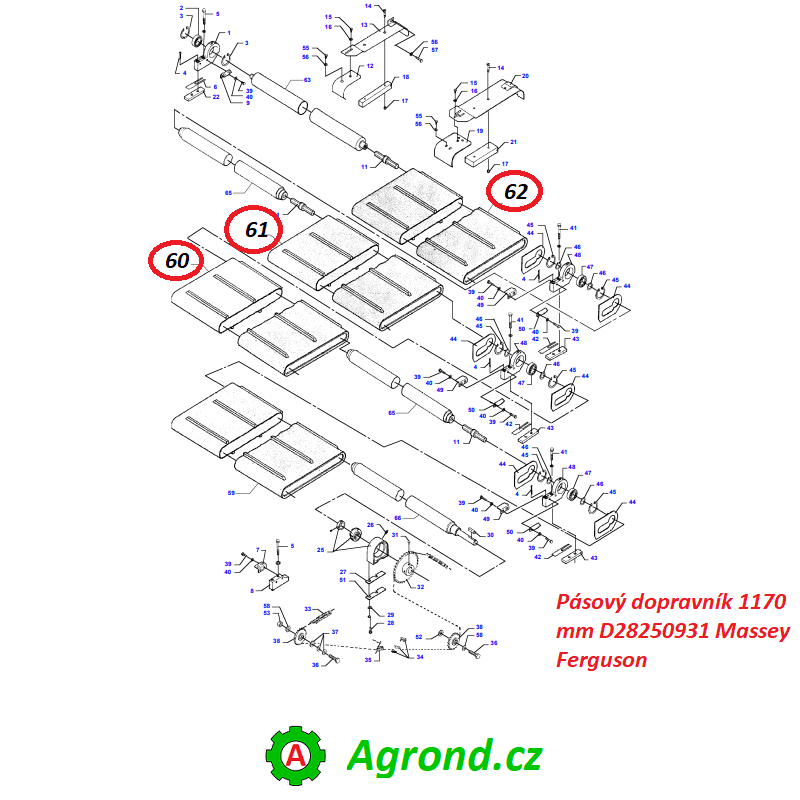 Pásový dopravník 1170 mm D28250931 Massey Ferguson
