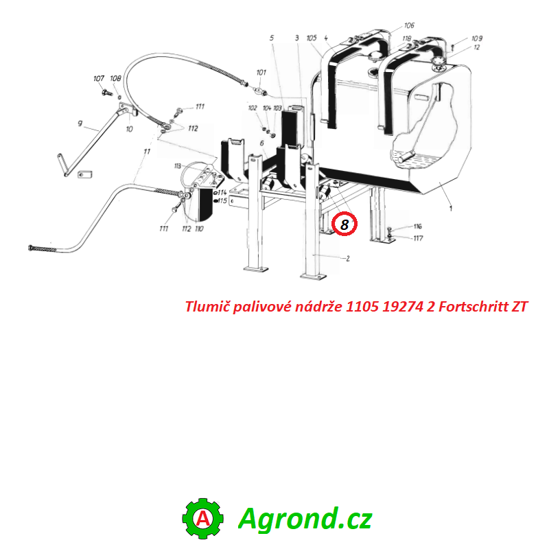 Tlumič palivové nádrže 6101/08 1105 19274 2 Fortschritt ZT 320, ZT 323, ZT 325